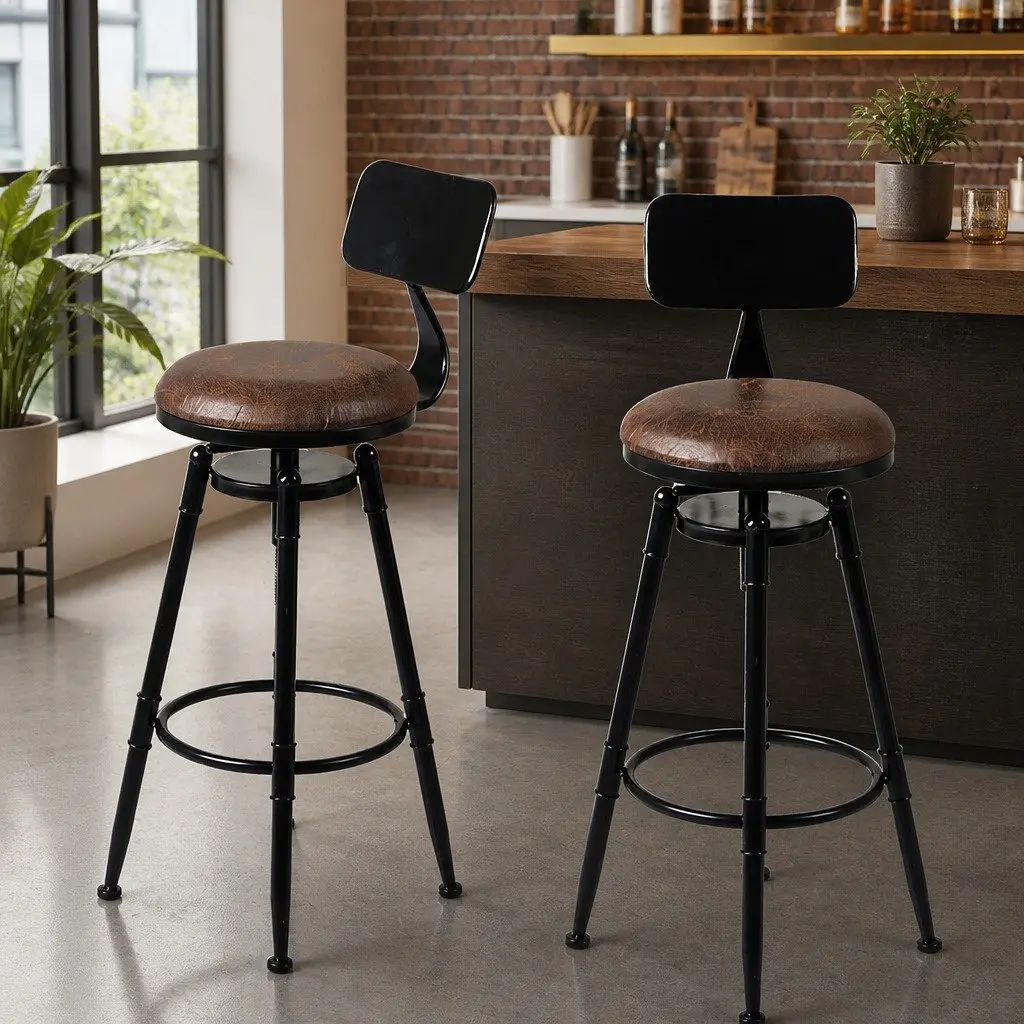 Wooden Swivel Bar Stools Set of 4