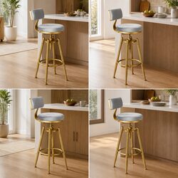 Set of 4 Modern Grey Swivel Bar Stools with Footrest