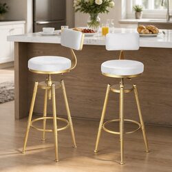 Adjustable Bar Stools for Kitchen Counter with Swivel Footrest