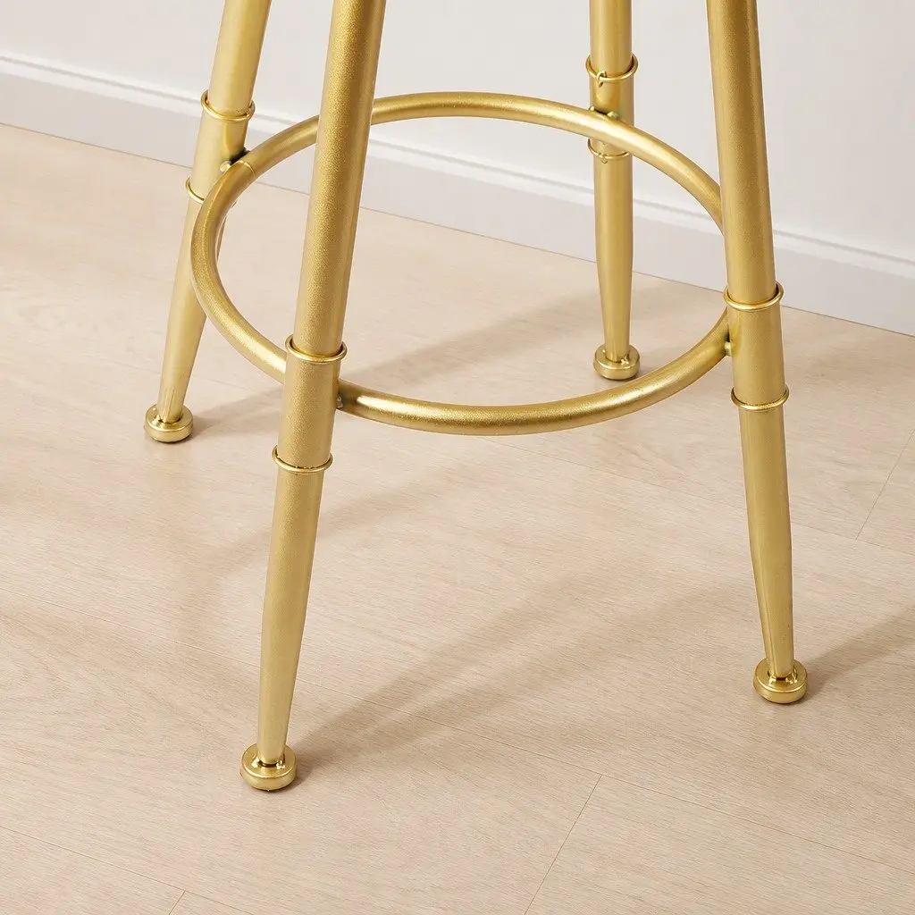 Bar Stools Velvet Green 70-87cm Kitchen Counter Height Swivel Adjustable Footrest