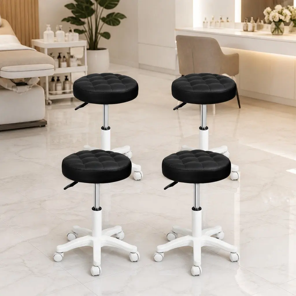Rolling Bar Stool 4 Pack with Adjustable Height