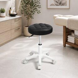 Rolling Bar Stool with Wheels 360 Rotation Adjustable Height Office Salon Spa
