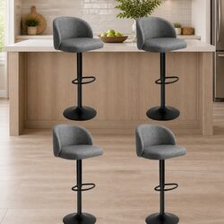Premium PU Leather Bar Stools x4 with Gas Lift Adjustment