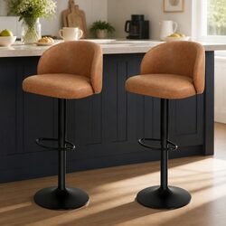 Premium Rolling Bar Stool with Back and Adjustable Height