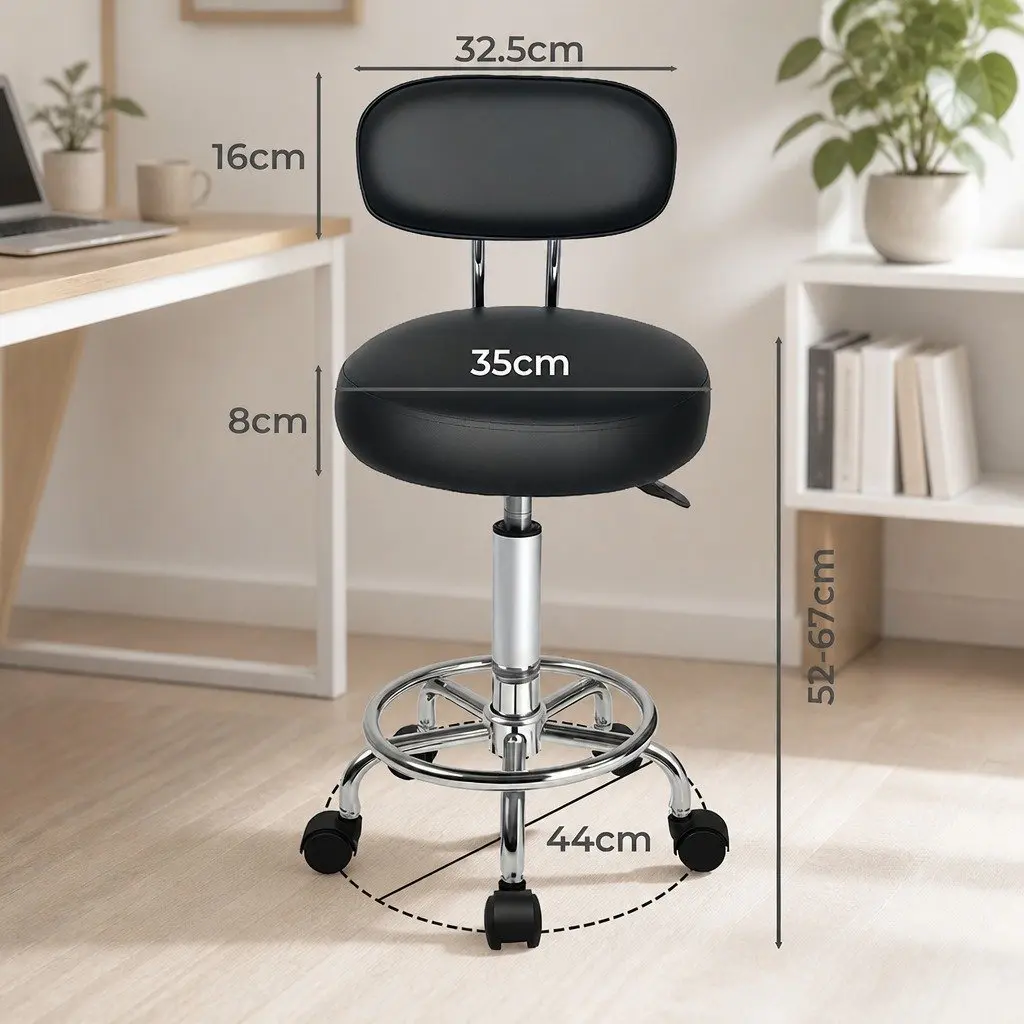 Swivel Office Chair PVC Leather Height Adjustable Low Back Black