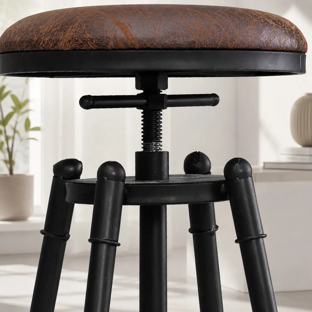 Adjustable Industrial Bar Stools Set of 2 for Kitchen Counters