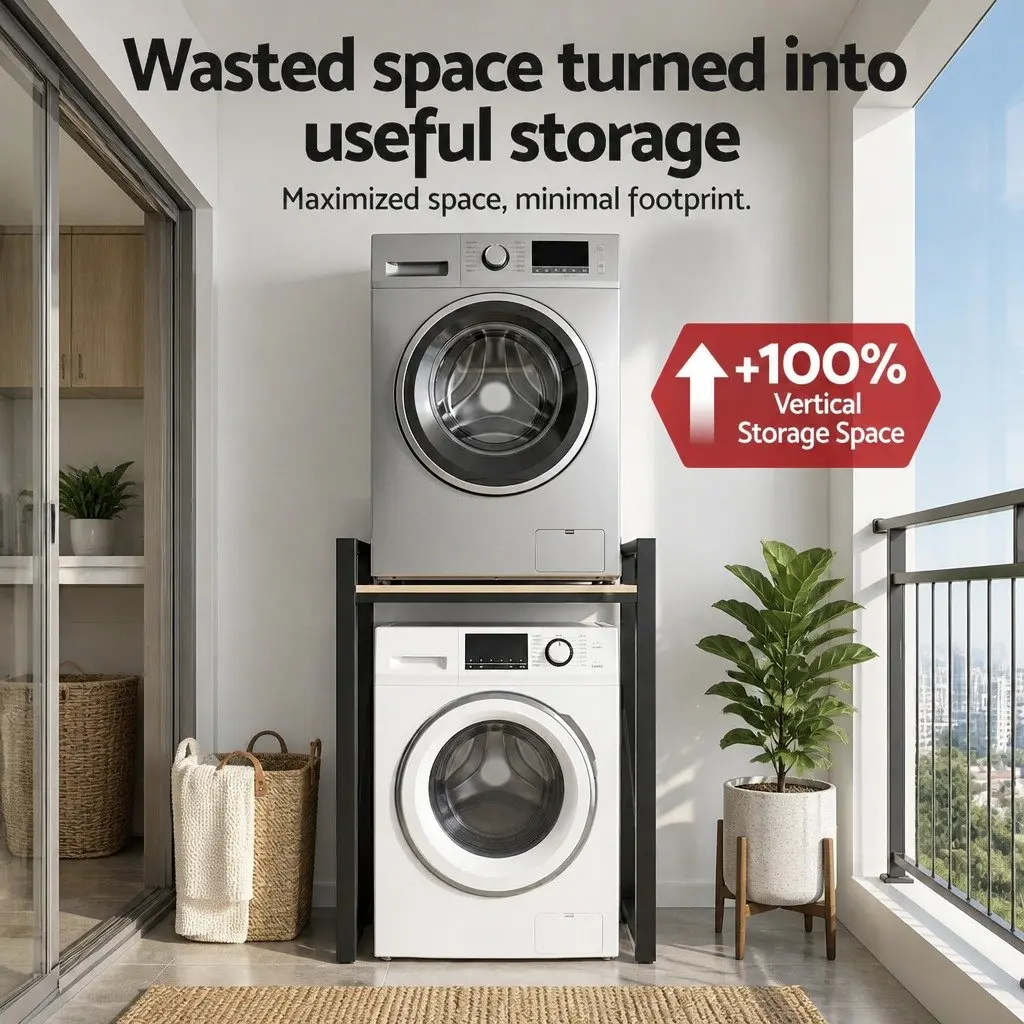 Over Washing Machine Rack Laundry Shelf Space Saver Storage 75cm Black