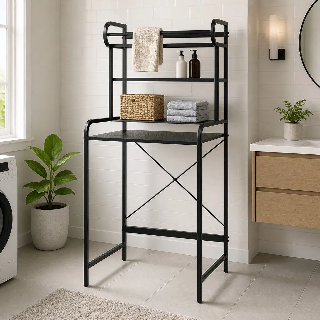 3-Tier Black Organizer for Laundry Spaces
