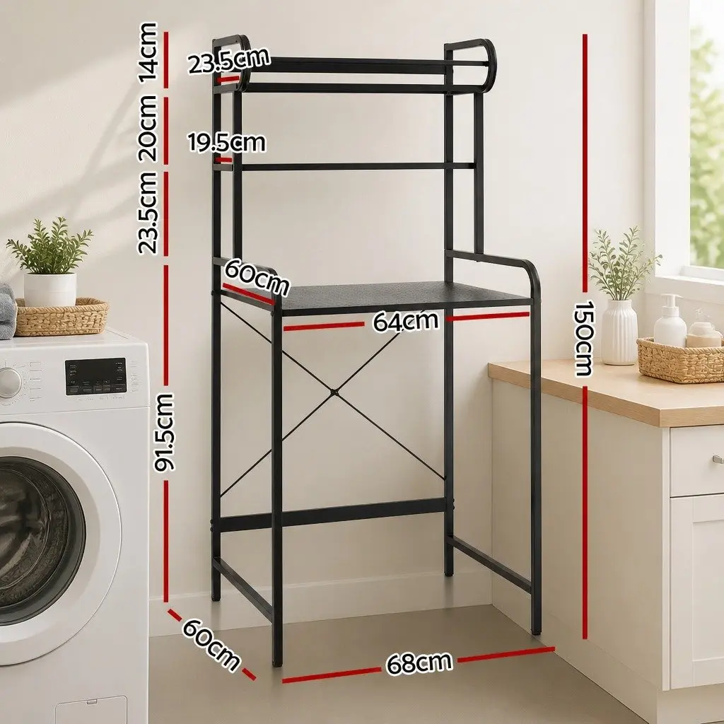 Bathroom Storage Shelf Iron 3 Tier Organizer Black