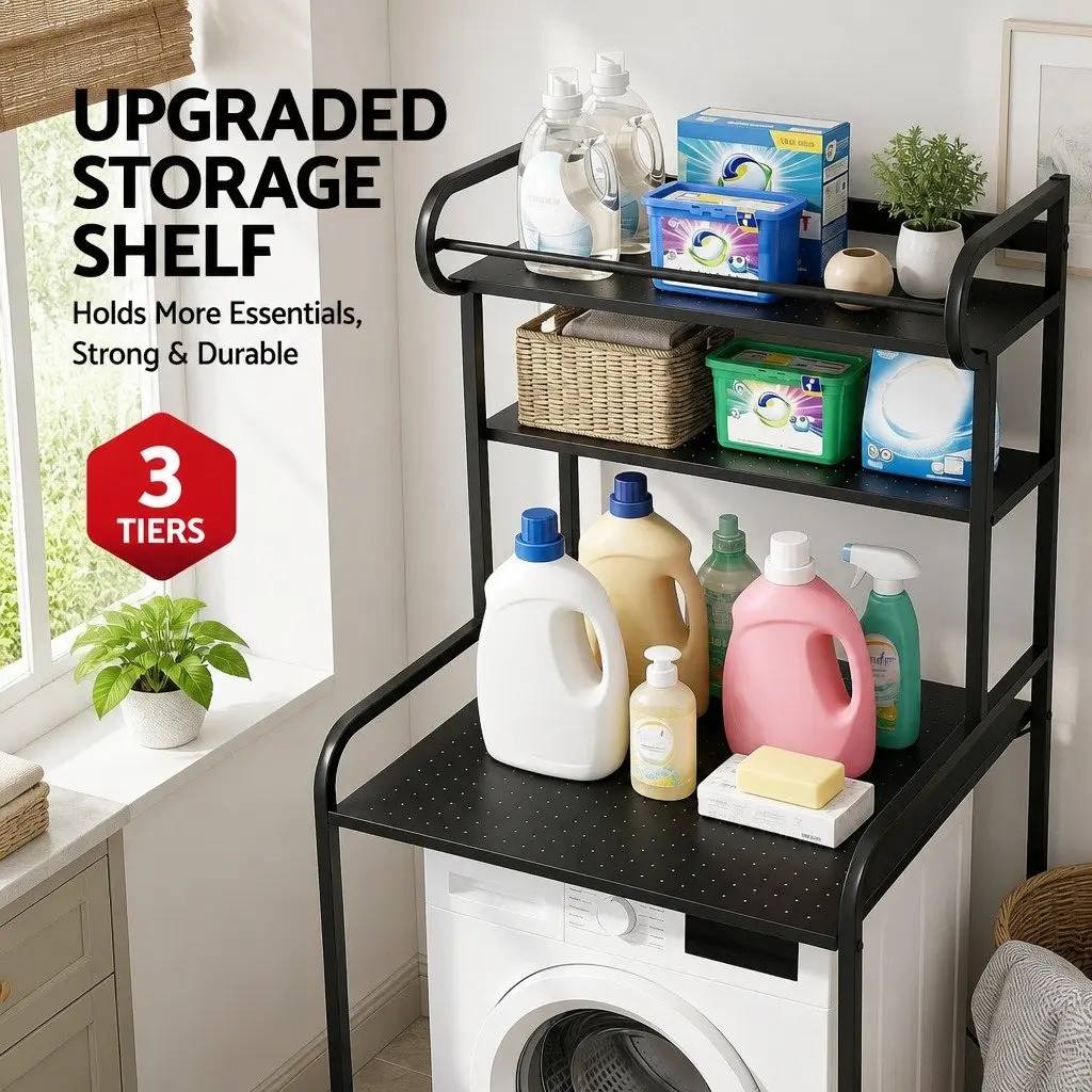 Bathroom Storage Shelf Iron 3 Tier Organizer Black