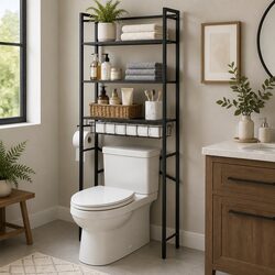 4-Tier Over Toilet Storage Rack with Toilet Paper Holder