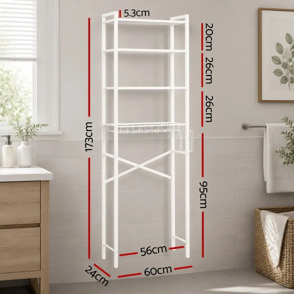 Bathroom Storage Rack Iron 4 Tier Organiser Black