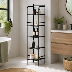 5 Tier Corner Shower Caddy Floor Standing Bathroom Storage Organizer Black