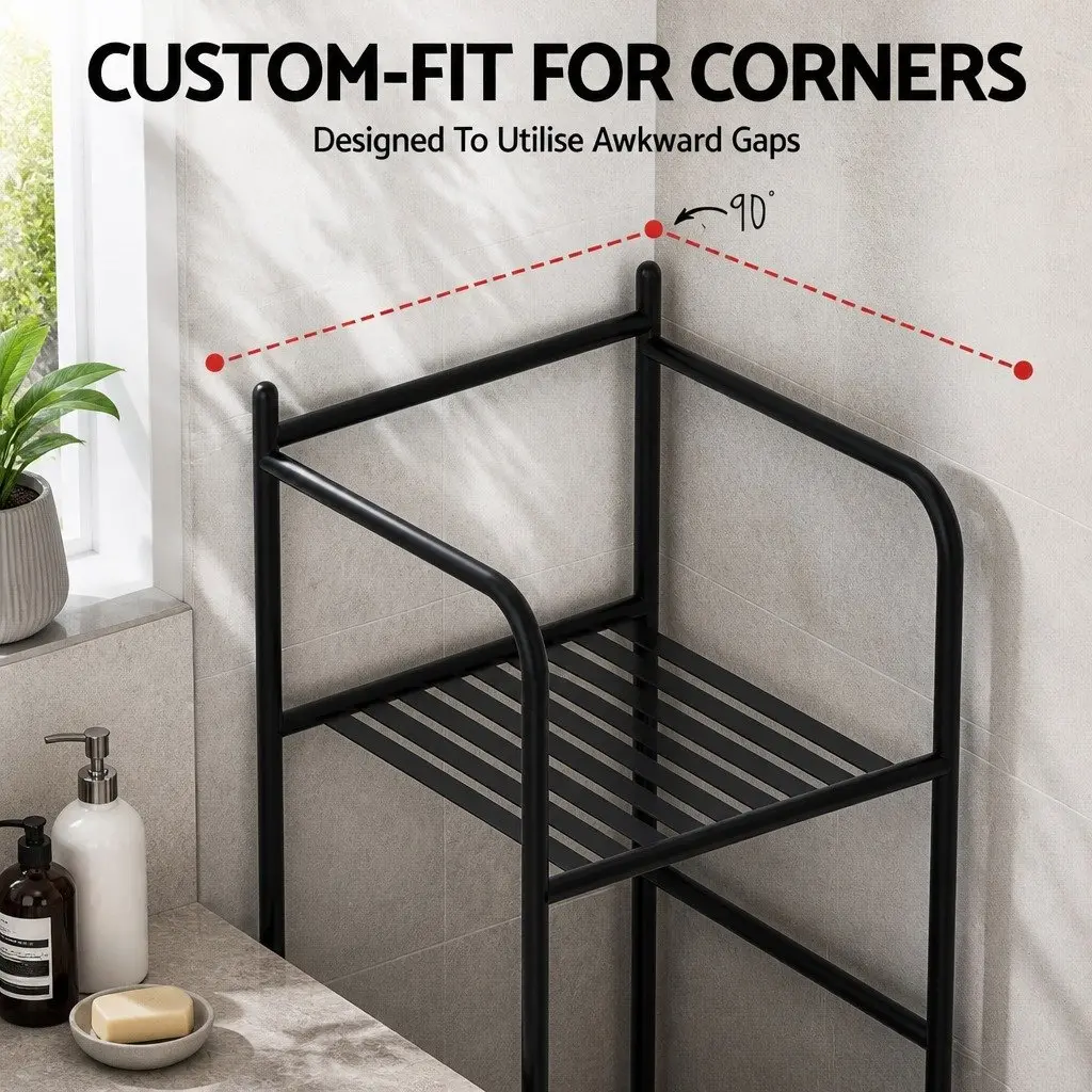 5 Tier Corner Shower Caddy Iron 34 x 29 x 143.5 cm Black