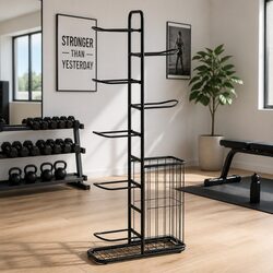 Heavy-Duty 7-Tier Ball Storage Rack with Side Basket