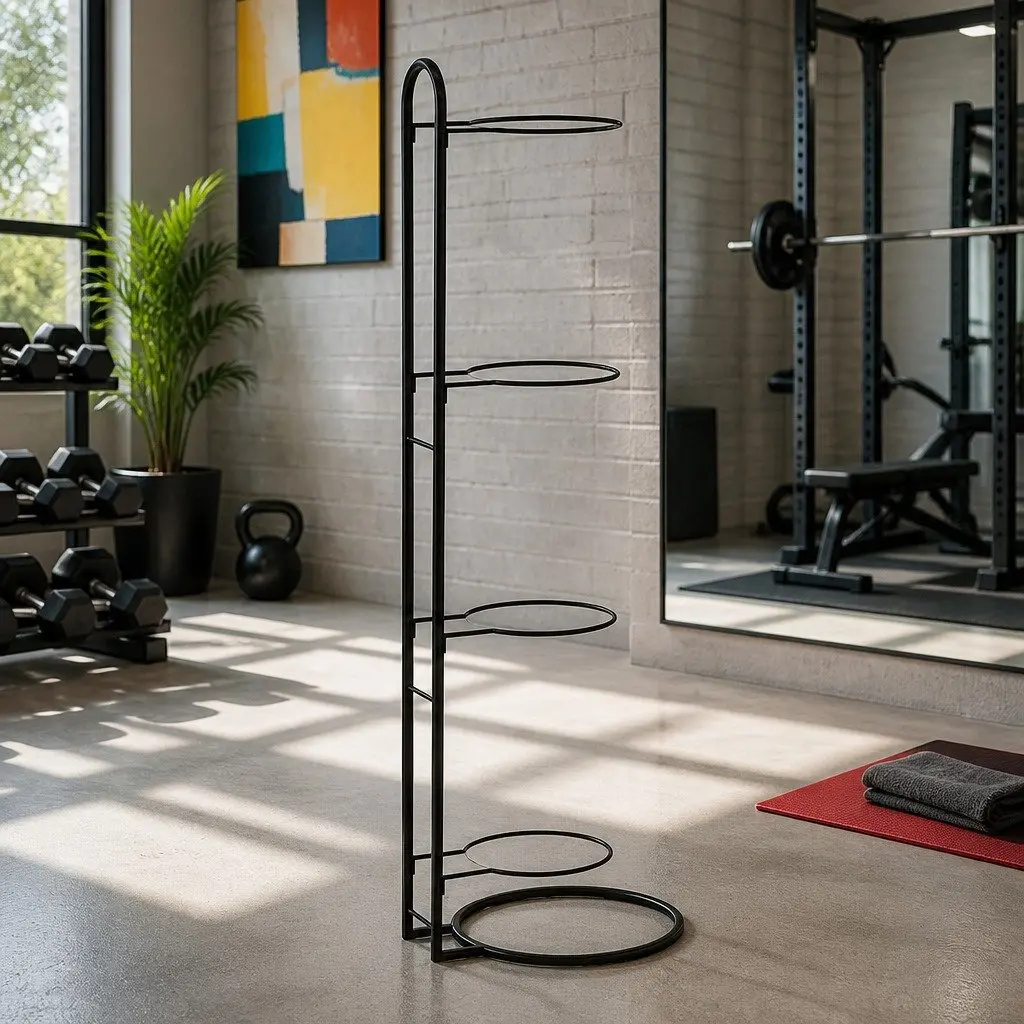 4-Tier Ball Storage Rack Sports Equipment Organizer Holder Garage Gym Black