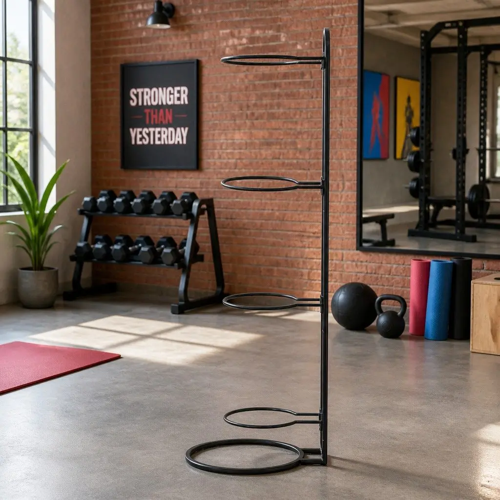 4-Tier Ball Storage Rack Sports Equipment Organizer Holder Garage Gym Black