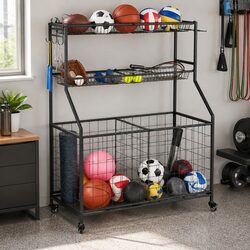 Sturdy Sports Equipment Organizer Cabinet with Wheels
