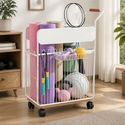 Premium Mobile Yoga Mat Storage Rack with Wheels