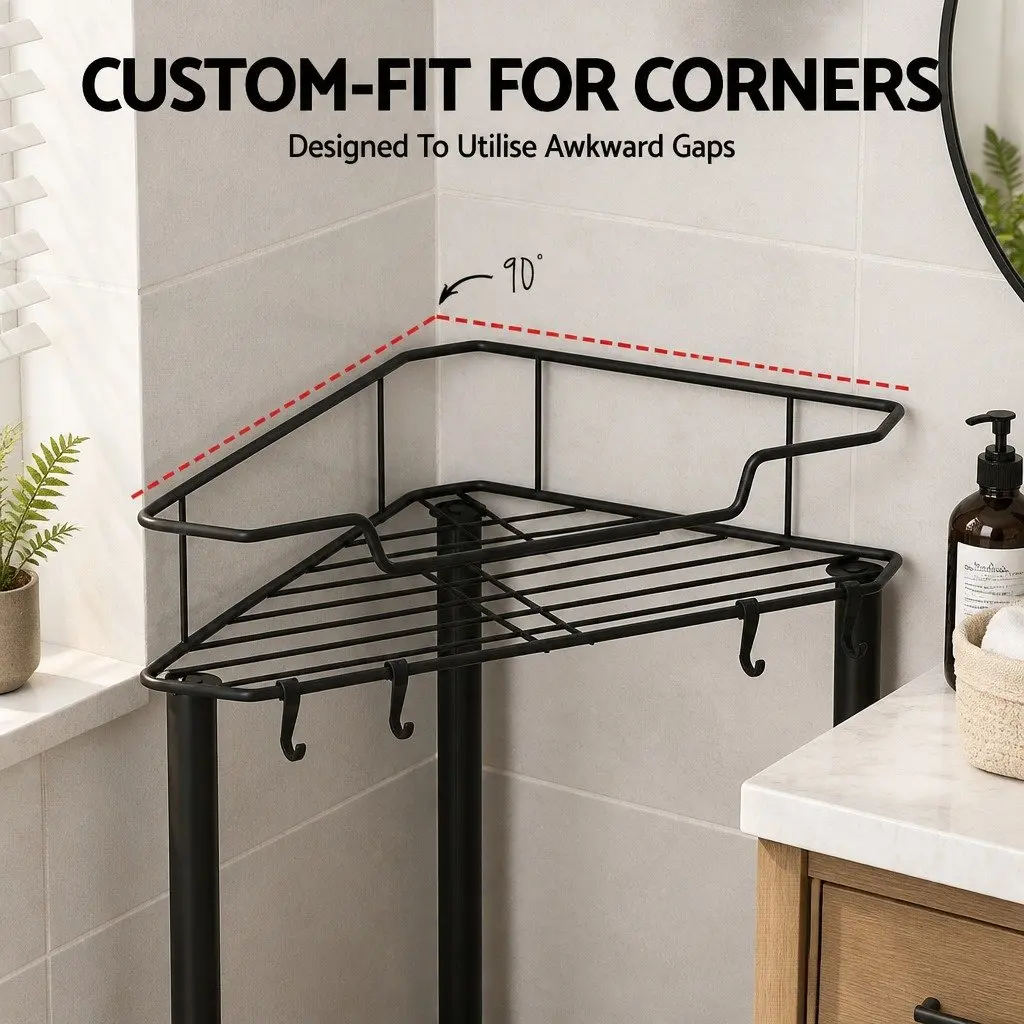 4 Tier Black Corner Shower Caddy for Bathroom Storage