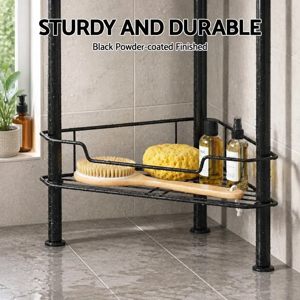 4 Tier Black Corner Shower Caddy for Bathroom Storage