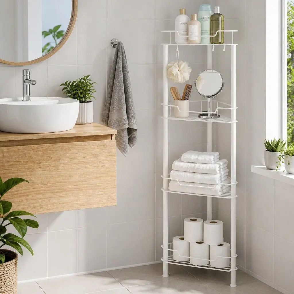 4-Tier Shower Caddy Organizer with White Finish