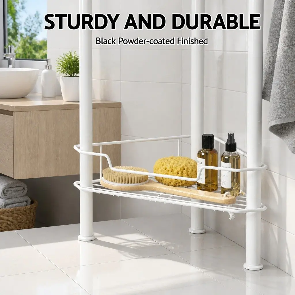 4 Tier Bathroom Storage Organizer Iron White