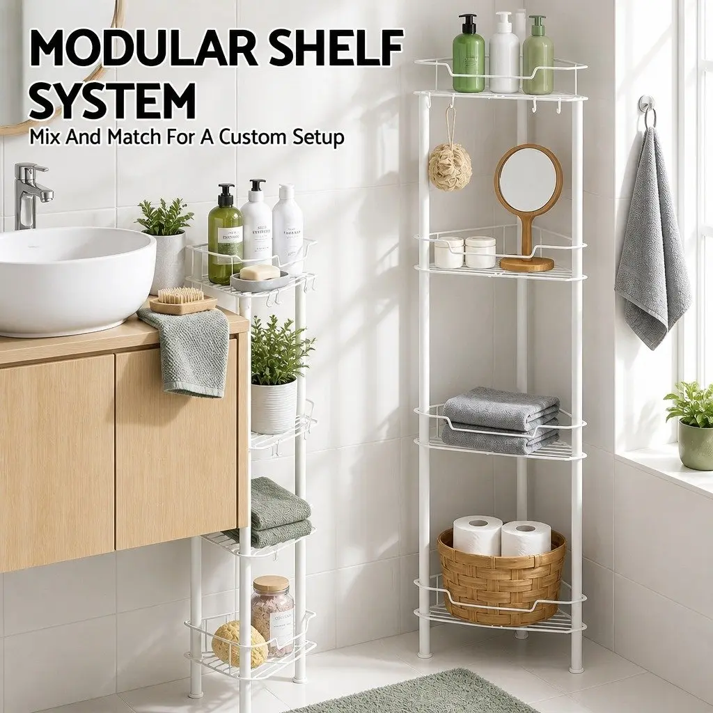4 Tier Bathroom Storage Organizer Iron White