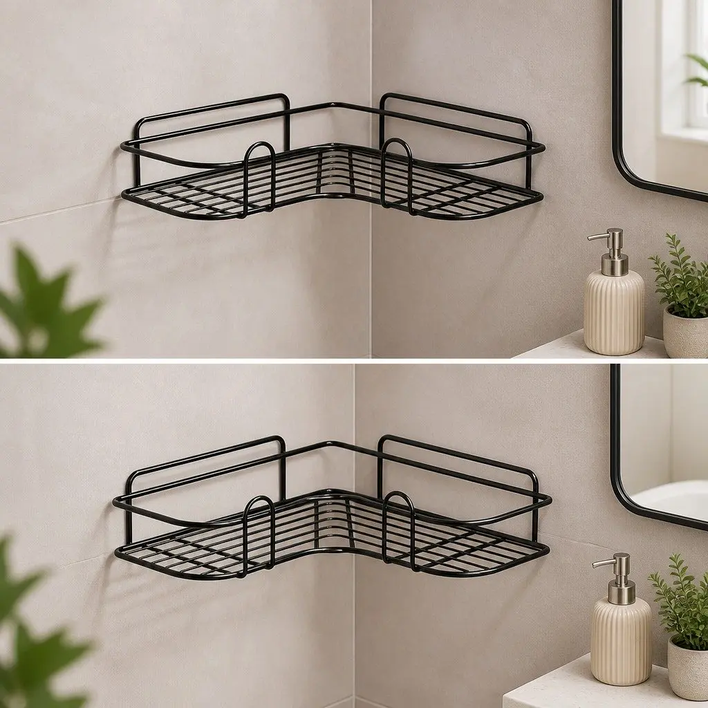 Black L-Shaped Corner Storage Rack 2 Pack