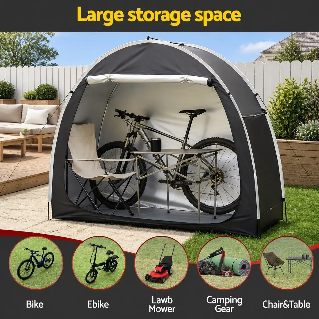 Bike Storage Tent Waterproof 210D Oxford Fabric Large Black