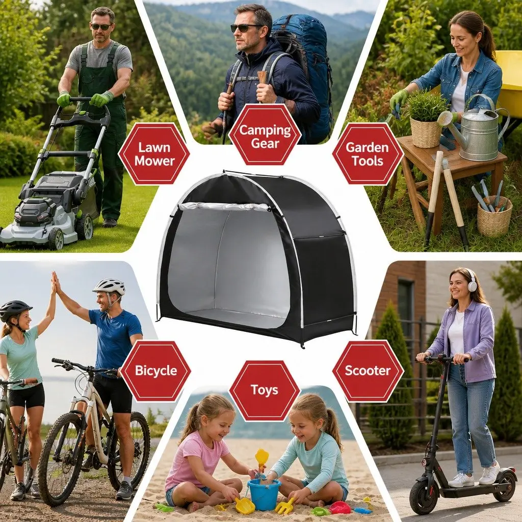 Bike Storage Tent Waterproof 210D Oxford Fabric Large Black