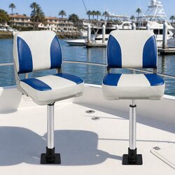 Premium Folding Boat Seats 2 Pack with Adjustable Pedestals