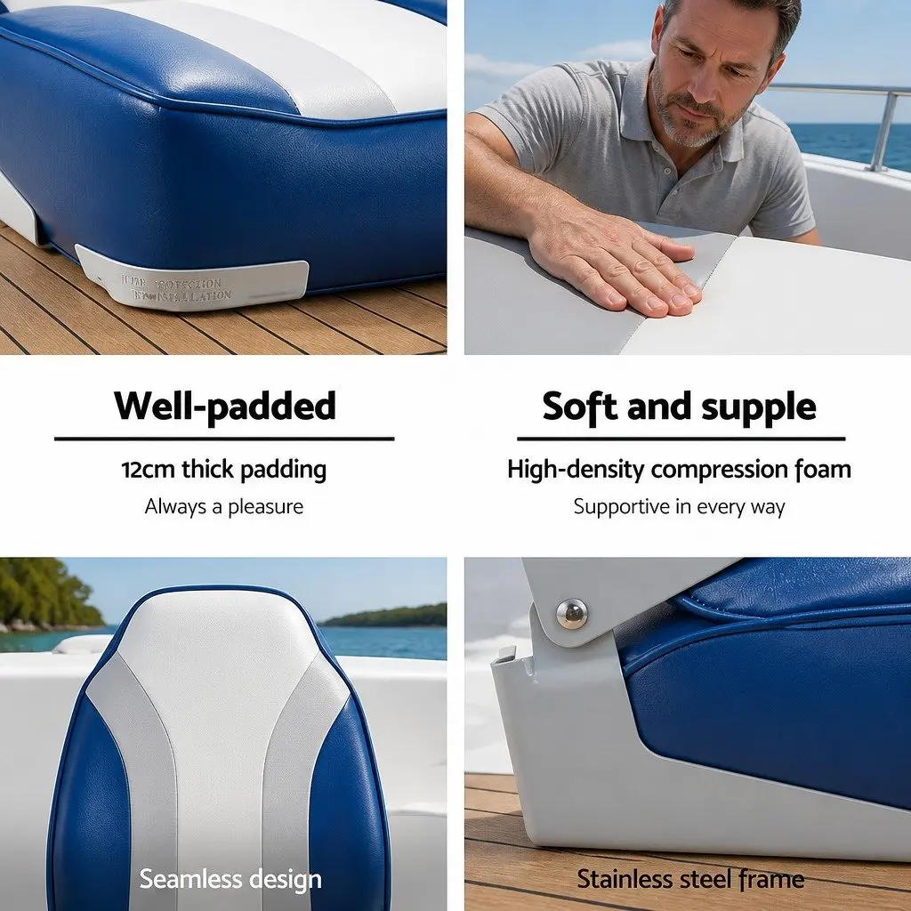 Marine Swivel Boat Seats 2-Pack with High Back and Padding