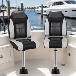 Durable Folding Boat Seats with Adjustable Swivel Pedestals 55–75cm