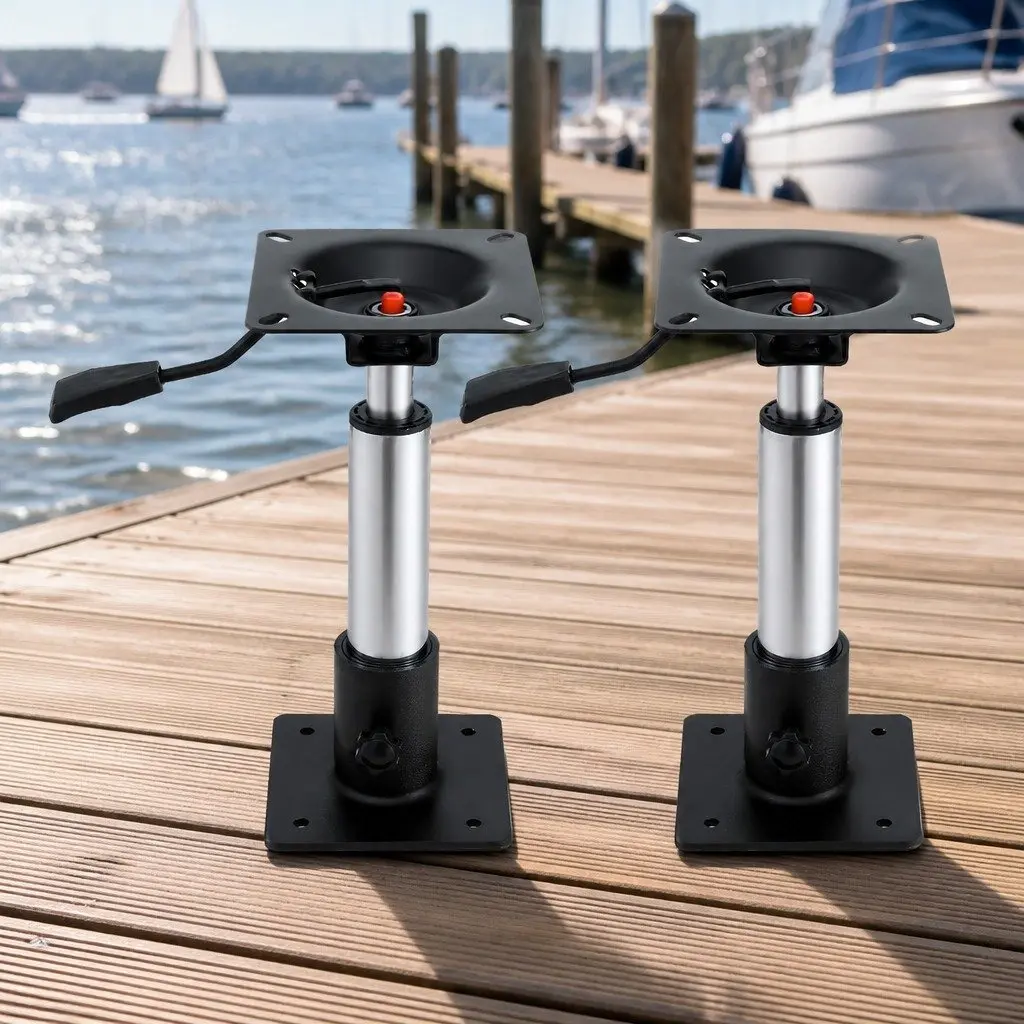 Adjustable Gas Lift Boat Seat Pedestal 34-46cm 360 Swivel