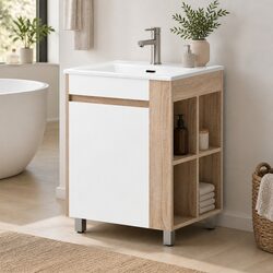 Freestanding Bathroom Vanity Unit 835mm White Ceramic Basin Cabinet Storage Sink