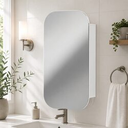 Arch Design Bathroom Mirror Cabinet 450x900mm White