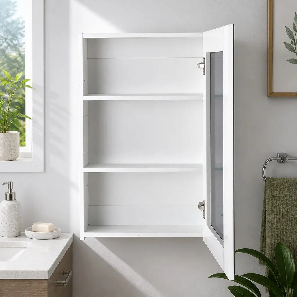Bathroom Mirror Cabinet MDF 450x720mm White Soft-Close Doors Adjustable Shelves