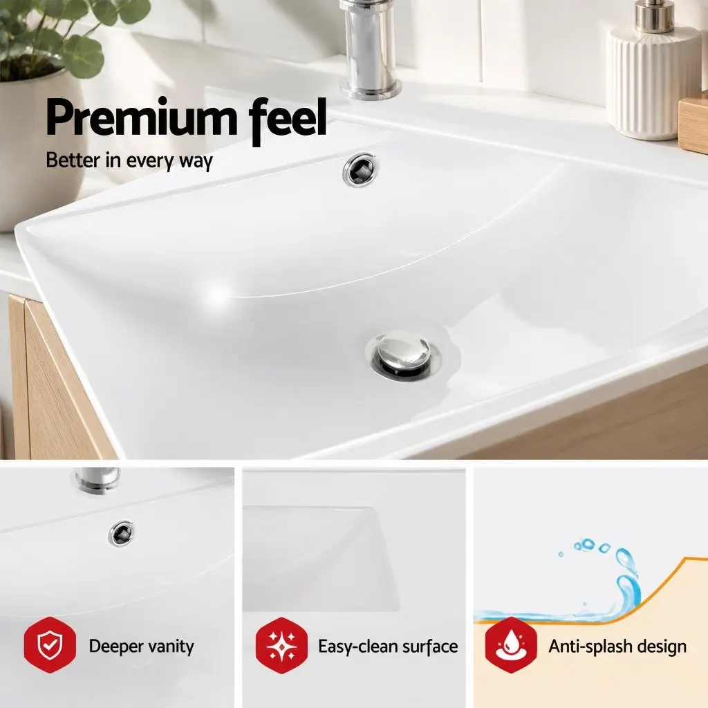 Bathroom Vanity Unit E1 MDF 765mm White Freestanding Basin Cabinet