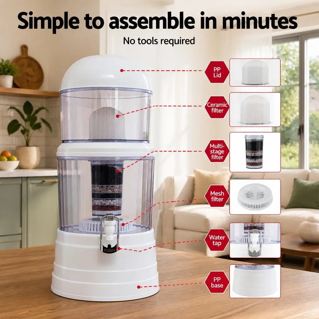 Benchtop Water Filter Food-grade PP/AS Plastic 14L White