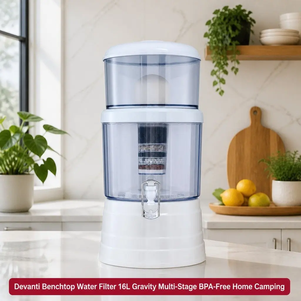 Benchtop Water Filter Food-grade PP AS Plastic 16L White Multi-Stage Filtration System