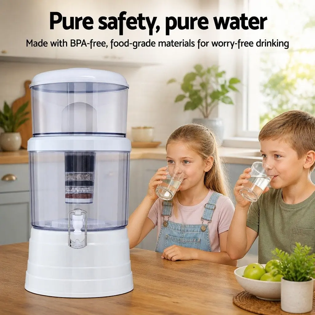 Benchtop Water Filter Food-grade PP AS Plastic 16L White Multi-Stage Filtration System