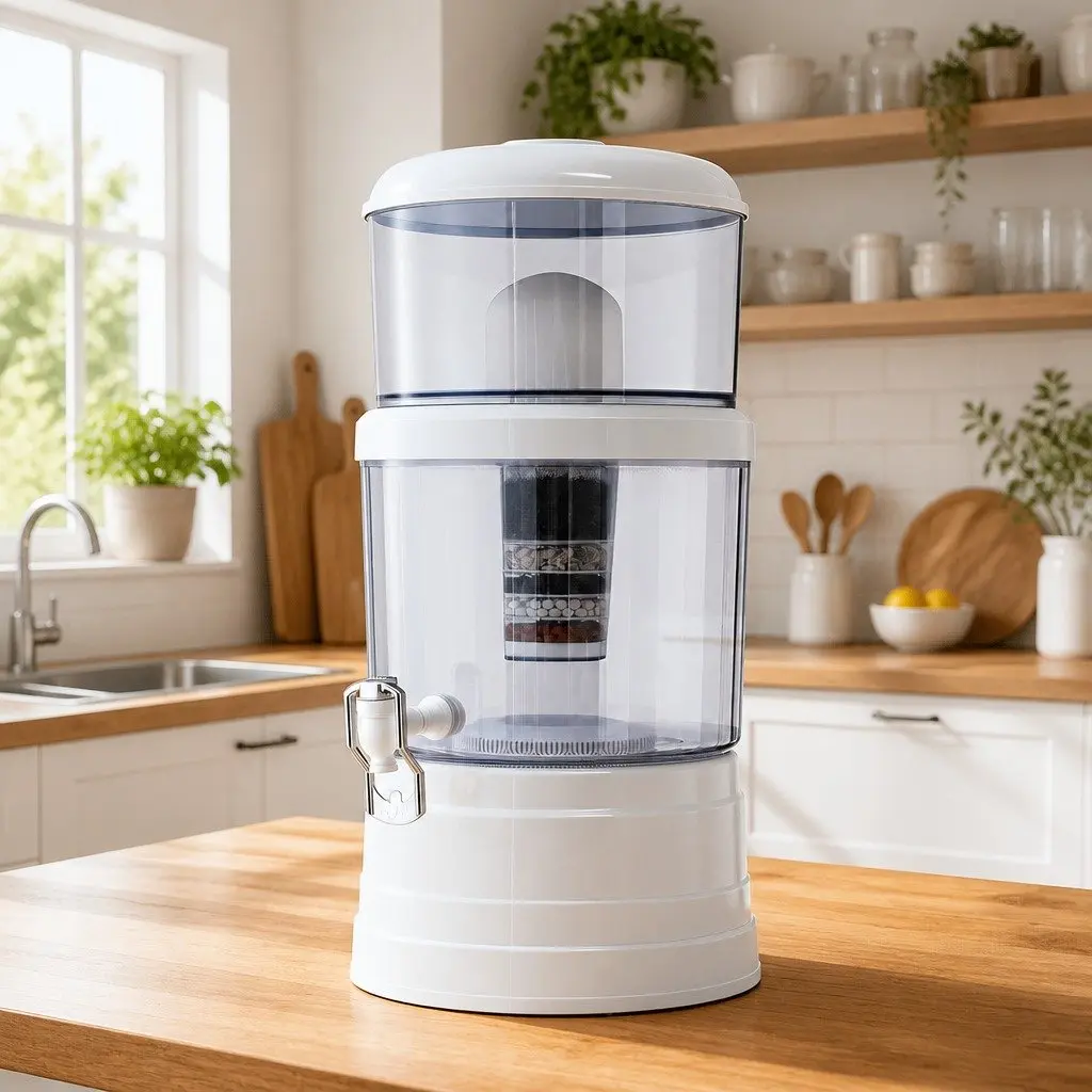 Benchtop Water Filter Food-grade PP AS Plastic 16L White Multi-Stage Filtration System
