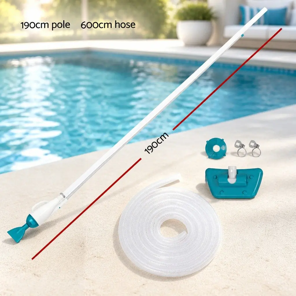 Pool Vacuum Cleaner Aluminium 6m Hose 1.9m Pole Green
