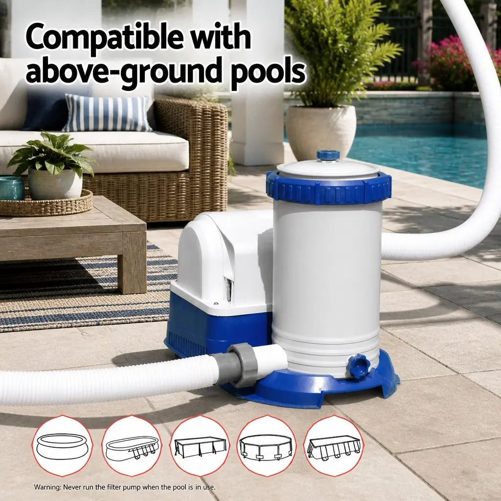 Pool Filter Pump 2500GPH Above Ground Swimming Pools Water Cleaner System