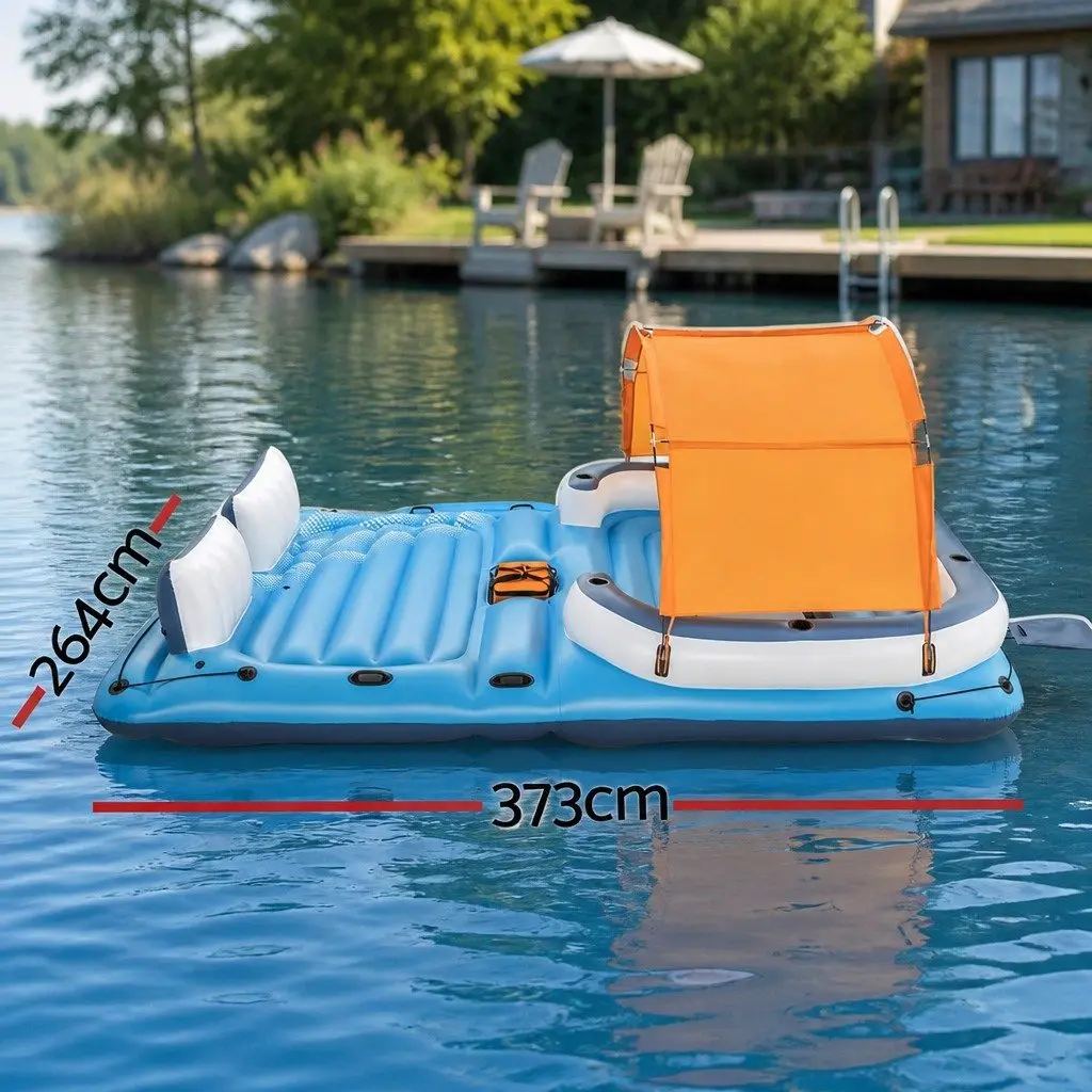 Inflatable Pool Float Island Lounge Vinyl 3.73m x 2.64m Multicolour