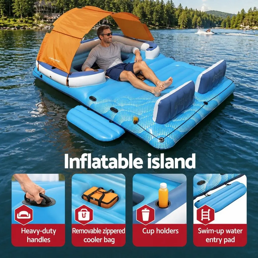 Inflatable Pool Float Island Lounge Vinyl 3.73m x 2.64m Multicolour