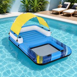 Premium Inflatable Floating Island Pool Lounger for 4