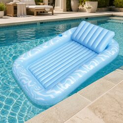 Durable Inflatable Pool Float Lounger with Pillow & Cup Holder