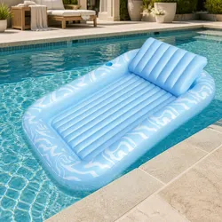 Durable Inflatable Pool Float Lounger with Pillow & Cup Holder